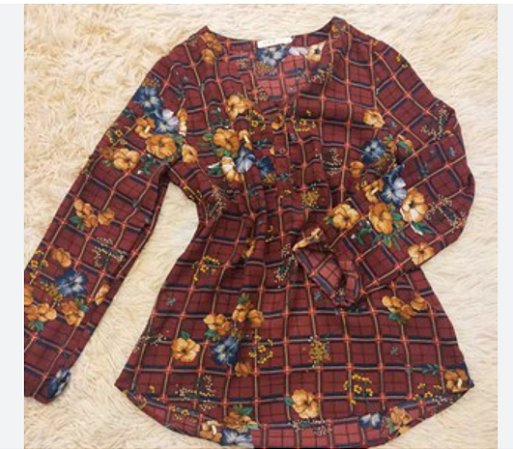 camisa feminina estampa floral manga longa