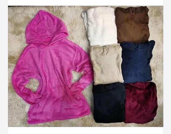 Blusa Pelucida fem com capuz e bolso