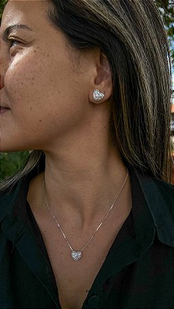 Conjunto coração de renda Italiana