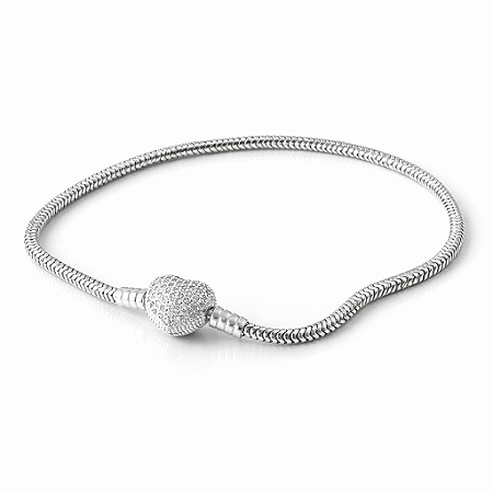 Pulseira Life Berloque Fecho Coração Cravejado n. 19,5