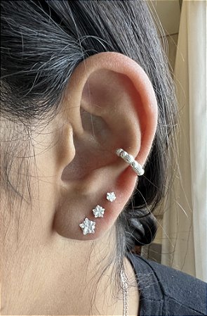 Trios de brincos zircônia Estrela 3/4/5mm