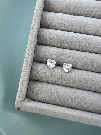 Brinco Zirconia Crystal Coração G