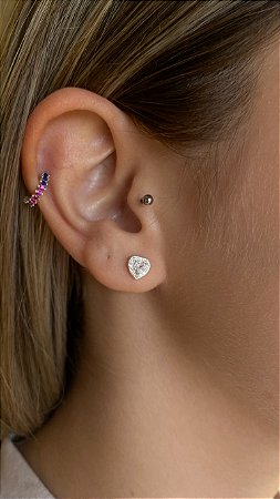 Brinco Coração Cravejado P