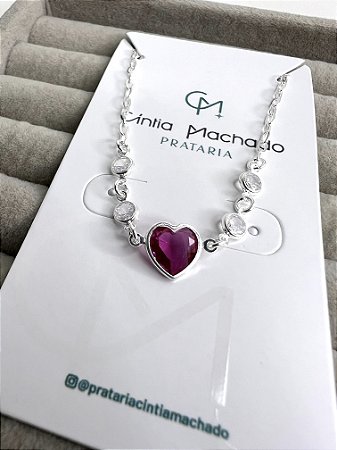 Pulseira coracao pink