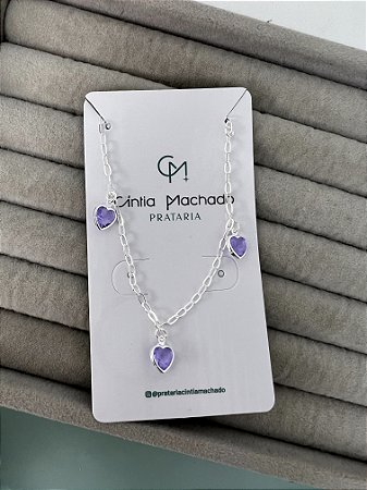 Pulseira coração lilás