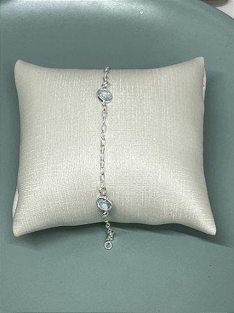 Pulseira zirconia redonda azul