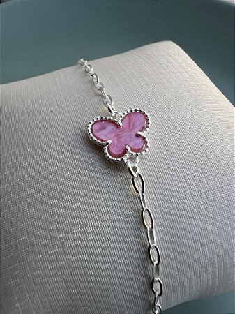 Pulseira borboleta rosa infantil