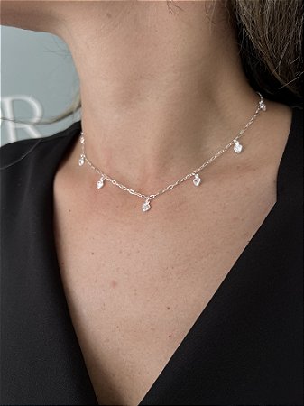 Choker corações zircônia