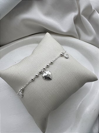 PULSEIRA BOLINHAS COM CORACAO E ZIRCONIAS