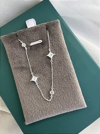 Pulseira zirconia crystal losango