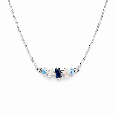 Colar pingente baguetinha azul