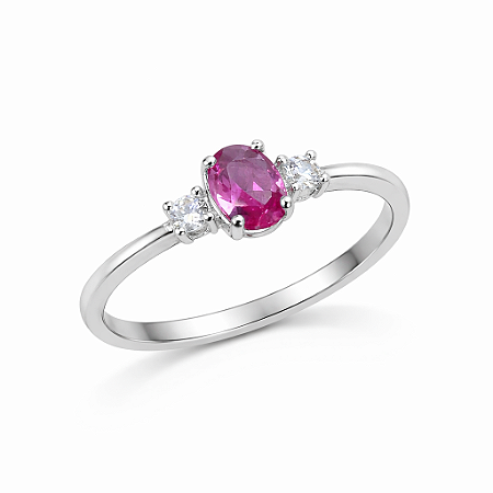 Anel solitário cravejado rosa n.17