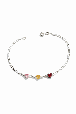 Pulseira infantil zirconia colorida