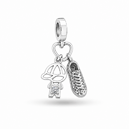 Berloque menino tenis prata 925