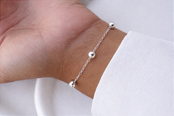 Pulseira Bolinha Prata
