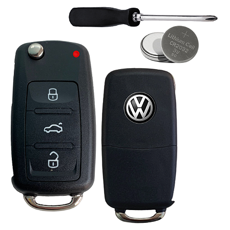 Kit Capa Carcaça Chave Canivete Vw G6 Gol Fox Golf Polo Saveiro +  Mini Chave Phillips + Bateria CR032