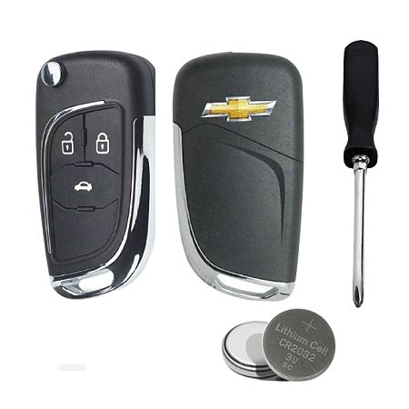Capa Chave Canivete Chevrolet Gm Onix Cruze Tracker Montana + Mini Chave Phillips + Bateria CR032