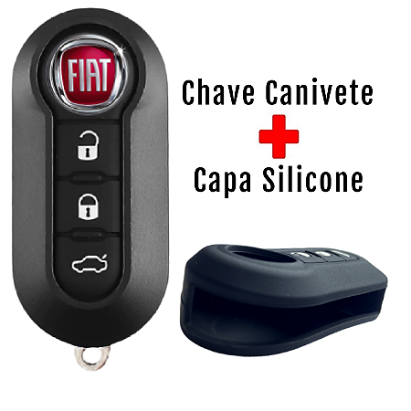 Kit Capa Carcaça Chave Canivete + Capa Silicone Chave Fiat Bravo