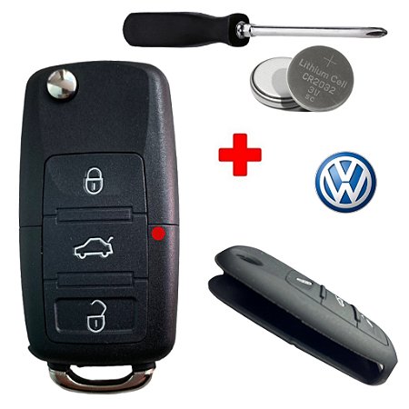 Kit Capa Chave canivete vw + Capa Chave Canivete Vw Gol Fox Capinha Silicone Volkswagen + Bateria + Mini chave Phillips