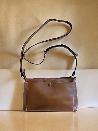 Bolsa couro legítimo transversal