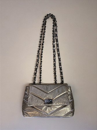 Bolsa couro Gisele metal
