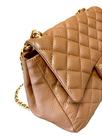 Bolsa couro legítimo caramelo luxo