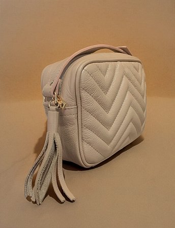 Bolsa couro legítimo matelssê nude