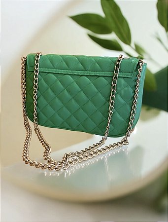 Bolsa verde couro legítimo