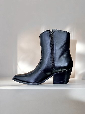 Bota texana preta couro legítimo