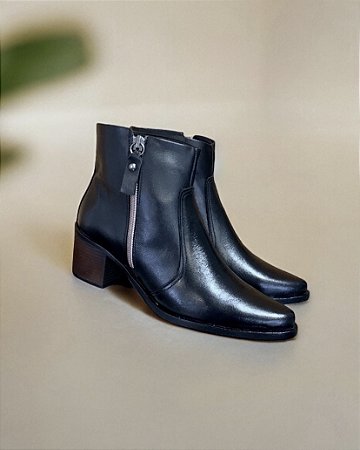 Bota texana couro legítimo preta