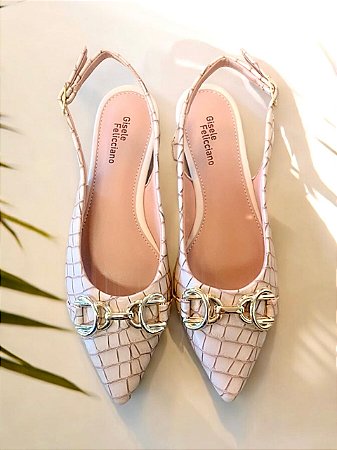 Sapatilha slingback croco off white