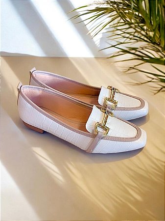 Mocassim croco off white /fendi