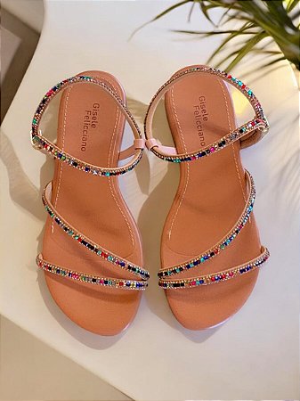 Rasteirinha strass colorido