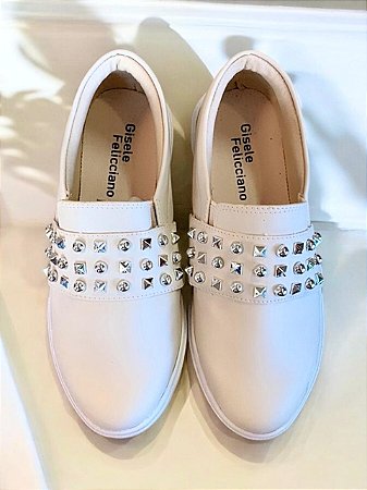 Slipper off white spike prata