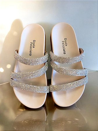 Papete off white strass prata importado