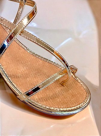 Rasteira boho dourada juta