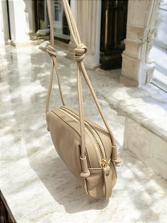 Mini bag nude couro legítimo
