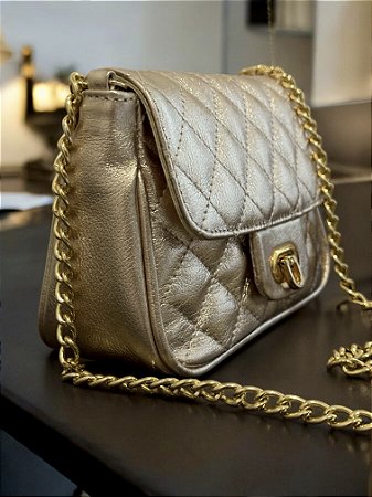 Bolsa afim Paris P ouro ligth couro leg