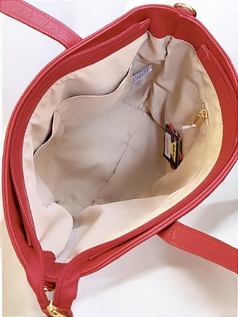 Bolsa couro legítimo tomate 2 alça bolso
