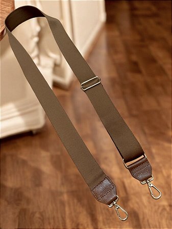 Alça gorgurão marron couro legítimo