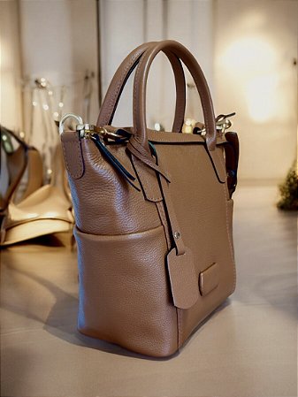 Bolsa couro alças de mão caramelo