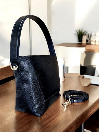 Bolsa basket preta couro legítimo