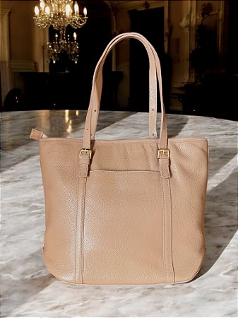 Bolsa 2 tiras nude couro legítimo