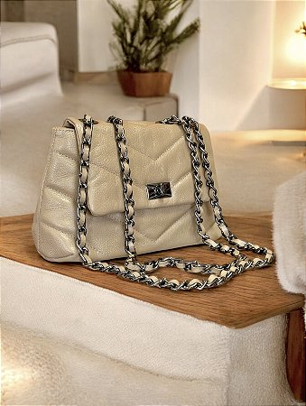 Bolsa luxo nude couro legítimo