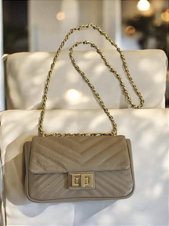 Bolsa Gisele nude couro legítimo