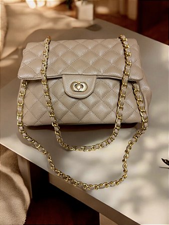 Bolsa afim paris nude couro legítimo