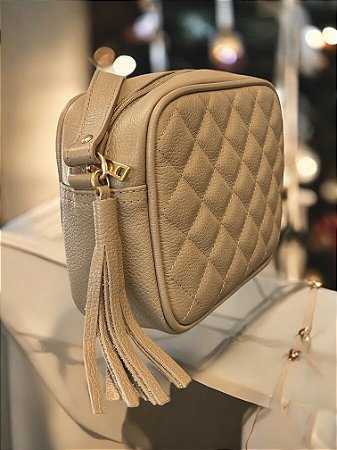 Bolsa afim paris nude couro legítimo