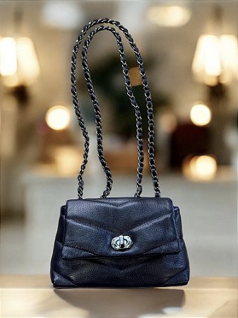 Bolsa luxo P marinho couro legítimo