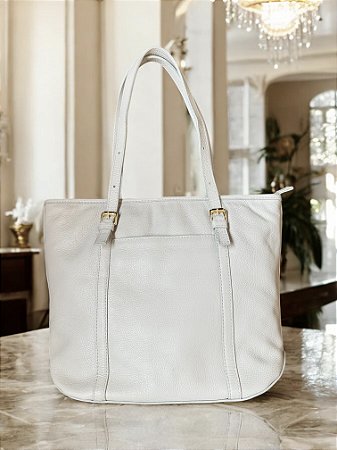 Bolsa 2 tiras off white couro legítimo