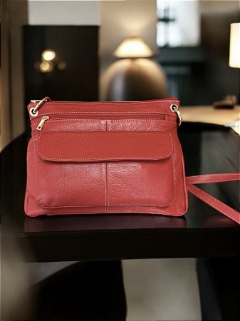 Bolsa carteiro tomate couro legítimo